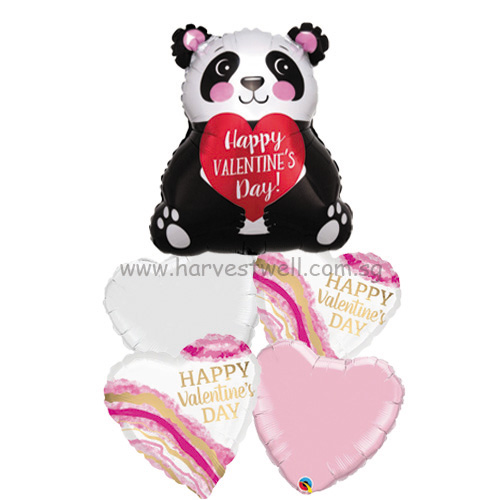 Happy Valentine's Day Panda Balloon Bouquet